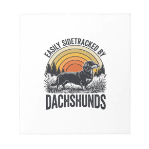 Dachshund Liebhaber-Shirt Leicht Abgelenkt Retro-K Notizblock