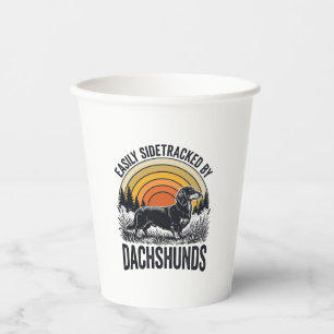 Dachshund Liebhaber-Shirt Leicht Abgelenkt Retro-K Pappbecher