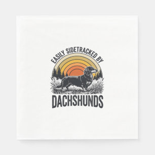 Dachshund Liebhaber-Shirt Leicht Abgelenkt Retro-K Serviette