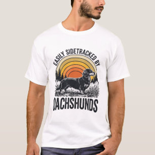 Dachshund Liebhaber-Shirt Leicht Abgelenkt Retro-K T-Shirt
