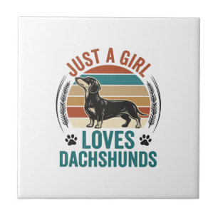 Dachshund-Liebhaber-Shirt Vintage-Sonnenuntergang- Fliese