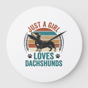 Dachshund-Liebhaber-Shirt Vintage-Sonnenuntergang- Große Wanduhr