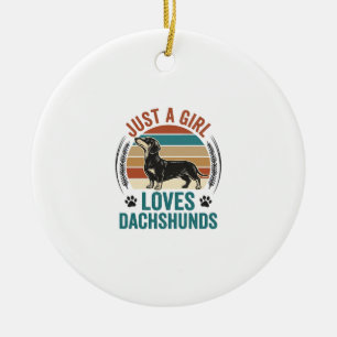 Dachshund-Liebhaber-Shirt Vintage-Sonnenuntergang- Keramik Ornament