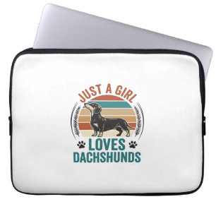 Dachshund-Liebhaber-Shirt Vintage-Sonnenuntergang- Laptopschutzhülle