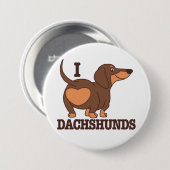 Dachshund Liebt Hund Knopf Button (Vorne & Hinten)