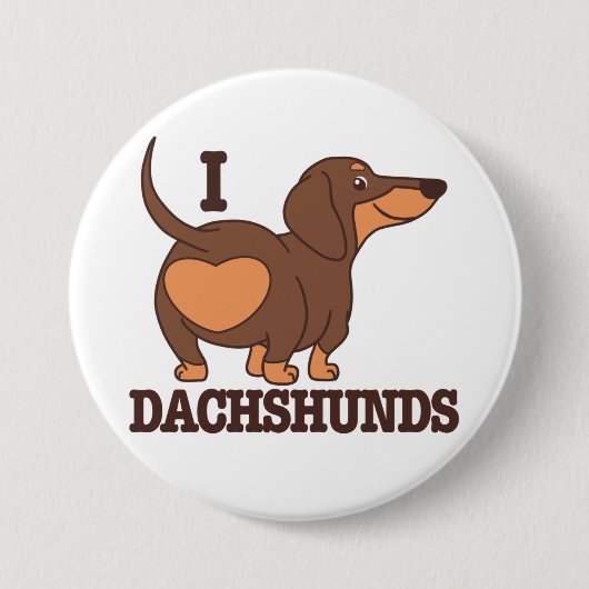 Dachshund Liebt Hund Knopf Button (Vorderseite)