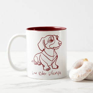 Dachshund-Linienkunst - Low Rider Lifestyle Zweifarbige Tasse
