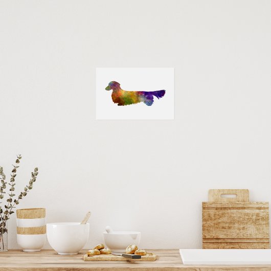 Dachshund Long Haired in watercolor-2 Poster (Küche)