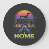 Dachshund Long Silhouettes, Longer Shadows Of Love Große Wanduhr (Vorderseite)