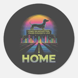 Dachshund Long Silhouettes, Longer Shadows Of Love Runder Aufkleber