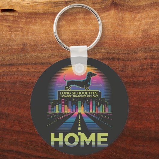 Dachshund Long Silhouettes, Longer Shadows Of Love Schlüsselanhänger (Vorderseite)