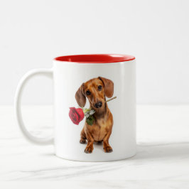 Dachshund Love Zweifarbige Tasse