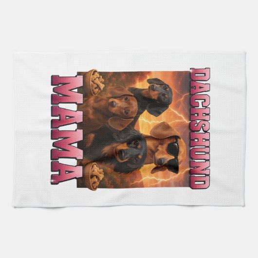 Dachshund-Mama Geschirrtuch (Horizontal)