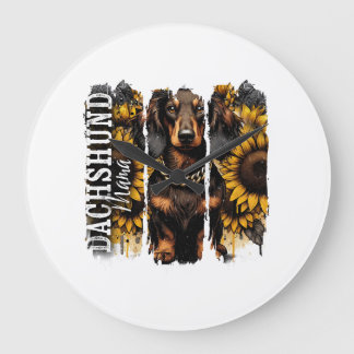 Dachshund Mama Große Wanduhr
