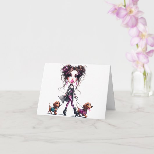 Dachshund-Mama Muttertag Karte (Orchidee)
