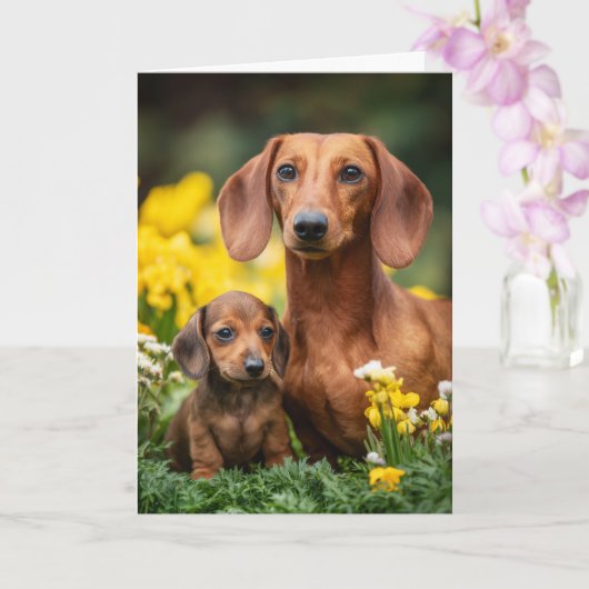 Dachshund Mama Muttertag Liebe Karte (Orchidee)