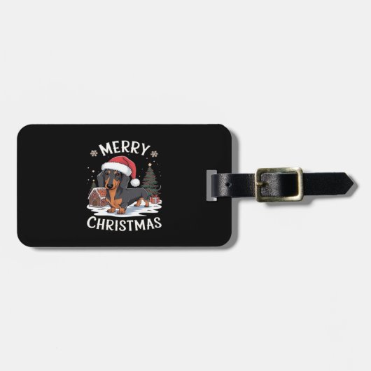Dachshund Merry Christmas Classic T-Shirt Gepäckanhänger (Vorderseite horizontal)