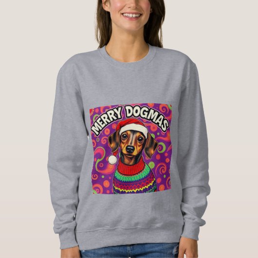 Dachshund Merry Dogmas Sweatshirt (Vorderseite)
