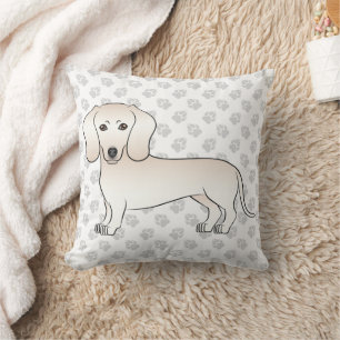 Dachshund mit glattem Fell in Cremefarbe Cartoon-H Kissen
