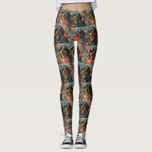 Dachshund mit Herz Rosen Valentinstag Leggings