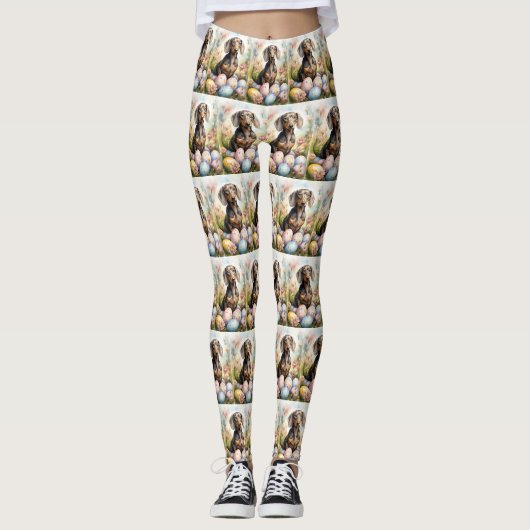 Dachshund mit Ostereiern Leggings (Vorderseite)
