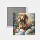 Dachshund mit Ostereiern Magnet (Vorderseite/Rückseite)