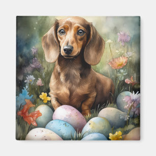 Dachshund mit Ostereiern Magnet