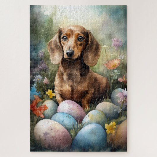 Dachshund mit Ostereiern Puzzle (Vertikal)