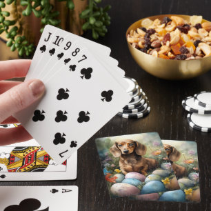 Dachshund mit Ostereiern Spielkarten