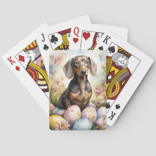 Dachshund mit Ostereiern Spielkarten
