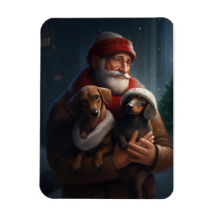 Dachshund mit Weihnachtsmann Festive Weihnachten Magnet