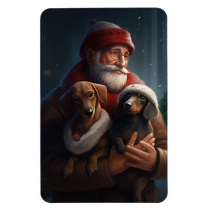 Dachshund mit Weihnachtsmann Festive Weihnachten Magnet