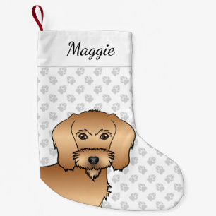 Dachshund mit Weizenfell und Draht-haarigem Kopf m Kleiner Weihnachtsstrumpf
