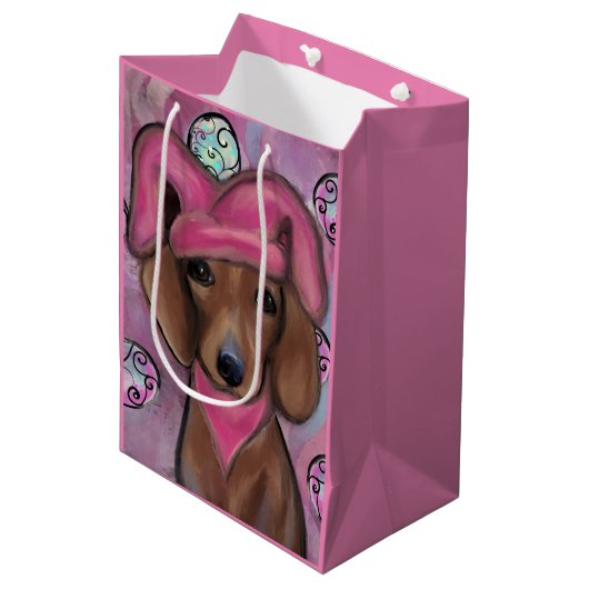 Dachshund Mittlere Geschenktüte (Vorderseite Schrägansicht)
