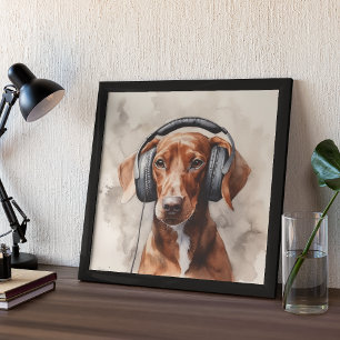 Dachshund Music Factory Kopfhörer Kunst Poster
