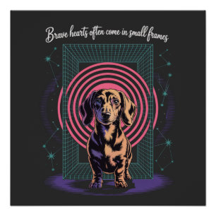Dachshund Mutige Herzen Kommen Oft In Kleinen Rahm Poster