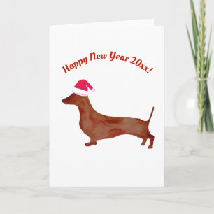 Dachshund, Neujahr Grußkarte nach Maß Karte