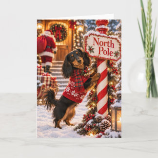 Dachshund Nordpol Weihnachtskarte Karte