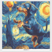 Dachshund of van gogh starry night halloween Funny Aufkleber (Blatt)