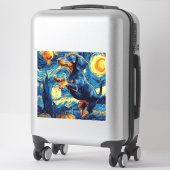Dachshund of van gogh starry night halloween Funny Aufkleber (Koffer)