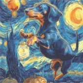 Dachshund of van gogh starry night halloween Funny Aufkleber (Vorderseite)