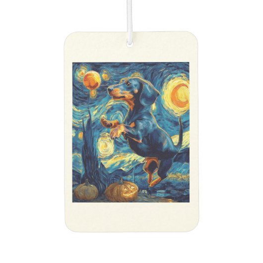 Dachshund of van gogh starry night halloween Funny Autolufterfrischer (Vorderseite)