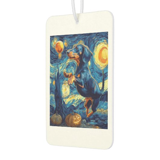 Dachshund of van gogh starry night halloween Funny Autolufterfrischer (Links)