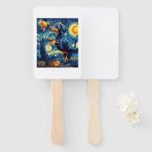 Dachshund of van gogh starry night halloween Funny Fächer (Vorne und Hinten)