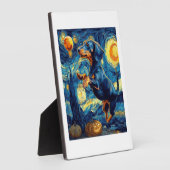 Dachshund of van gogh starry night halloween Funny Fotoplatte (Seite)
