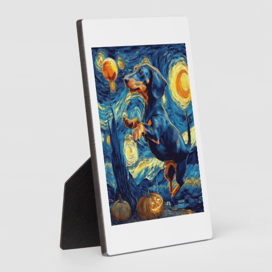 Dachshund of van gogh starry night halloween Funny Fotoplatte (Seite)