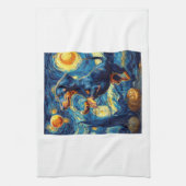 Dachshund of van gogh starry night halloween Funny Geschirrtuch (Vertikal)
