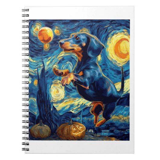 Dachshund of van gogh starry night halloween Funny Notizblock (Vorderseite)