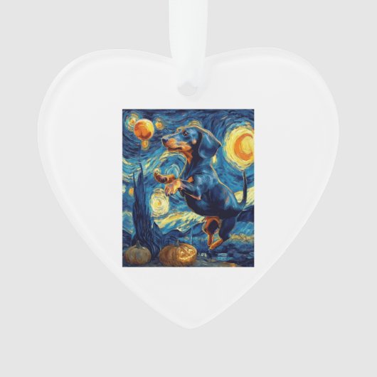 Dachshund of van gogh starry night halloween Funny Ornament (Vorderseite)