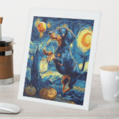 Dachshund of van gogh starry night halloween Funny Sockelschild (In Situ)